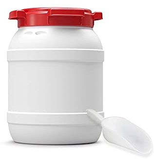 DIE BOX FABRIK Futtertonne für Tierfutter mit Deckel & Schaufel | Große Öffnung | Tierfutterbehälter | Futtercontainer | Futterbox | HDPE | Top-Qualität (6 Liter)