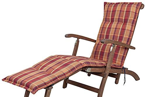 Kettler Polen KETTtex 2136 Auflage Deckchair Florence orange-rot kariert 190x48x6 cm Sitzpolster