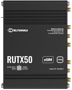 Teltonika RUTX50 5G Industrial Router – Ultra-High Speed Cellular Gateway, Dual SIM, Wi-Fi, Multiple Ethernet Ports, RMS Support