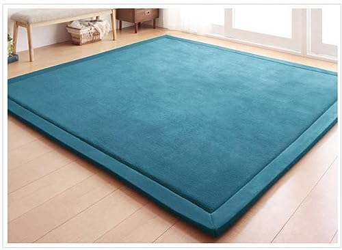 Dmkjdzsw korallen Samtmatte, Kinderteppich, Krabbelmatte Weiche für Babys, Teppich Für Kinderzimmer-Lake Blue-150 * 180cm