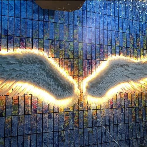 Decorazione Murale Scultura da parete artistica da parete, decorazione murale luminosa con ali di piume, stile contemporaneo, decorazione per finestra sul muro, decorazione scultorea in bassorilievo (