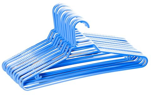 3 PAGEN® Kleiderbügel aus Kunststoff 360° drehbar– dünne Kleiderhänger für einen organisierten Kleiderschrank - 10er Set – Antirutsch-Kleiderbügel – blau – Ordnung für Kleiderschrank und Garderobe