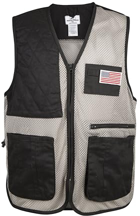 Mooselander Schießweste, Range und Skeet Schießweste mit Schulterpolster für die rechte Hand, schwarz / grau, X-Large-XX-Large