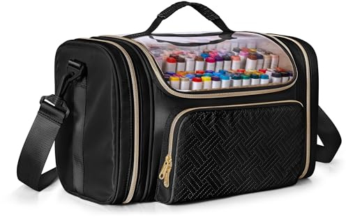 Rexmica Grand Sac de Rangement pour 200 à 300 Marqueurs à Dessin, Étui de Rangement pour Feutre a Alcool pour Adultes, Étui de Voyage pour Marqueurs à Peinture, Noir