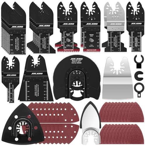 JOEJONI Set di 134 lame per sega multiuso, lame oscillanti universali, accessori multifunzione per metallo, legno, per Dewalt, Makita, Ryobi, Milwaukee, Bosch, Dremel, Fine Multimaster