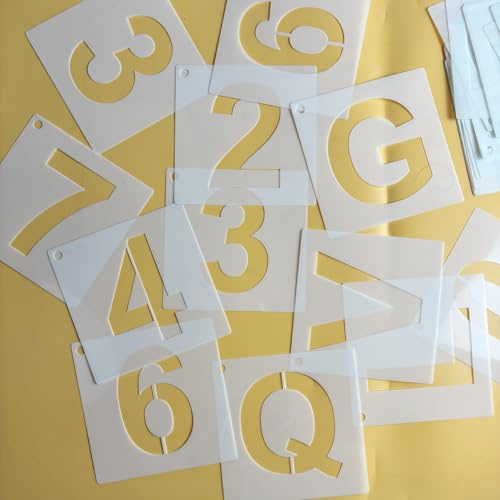 Letter and Number Stencils, 12.7 cm, 36-Piece Set, Reusable Alphabet Templates for Painting and DIY Crafts