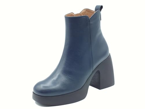 Wonders H-4981 Lady ISY Noche - Botines para mujer de piel azul noche con tacón alto, Nueces, 37 EU