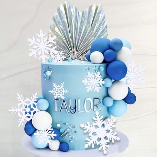 44pcs Copos de Nieve Decoración de Pasteles Copos de Nieve Fiesta de Cumpleaños Fiesta Niños Niñas Decoración de Fiesta Magdalenas Tema Azul Boda Bebé Baño Tema