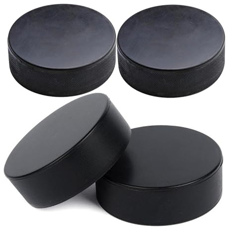 Roller hockeypuck – 4 x ishockeypuckar officiell regleringsstorlek, vulkaniserad gummiskiva, standardviktad solid polymer, professionell tävlingsspel för hög densitet