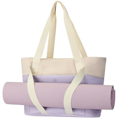 Fexkean Women's Tote Bag with Zipper,Quilted Tote Bag,Sports Gym Bag with Straps for Yoga and Pilates Mats,Large Capacity Sports/Travel Bag