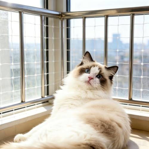 Chakedix Filet de Protection Chat 3x8 m Transparent, Anti-UV pour Balcon | Chakedix Sécurité anti-chute pour chat, idéale pour protéger votre animal sur balcon, fenêtre ou terrasse.