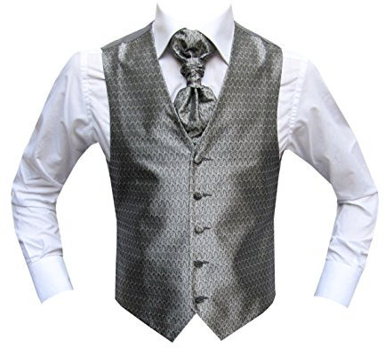 MMUGA Hochzeitwesten Set mit Plastron Grau 44