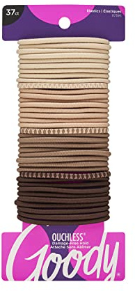 Goody Ouchless Hair Elastics – No Pull, No Breakage, Tangle-Free Hold for Thick, Curly, Coily & Textured Hair – 37 Count, Blonde, Long-Lasting Ponytail Holders for Women & Men