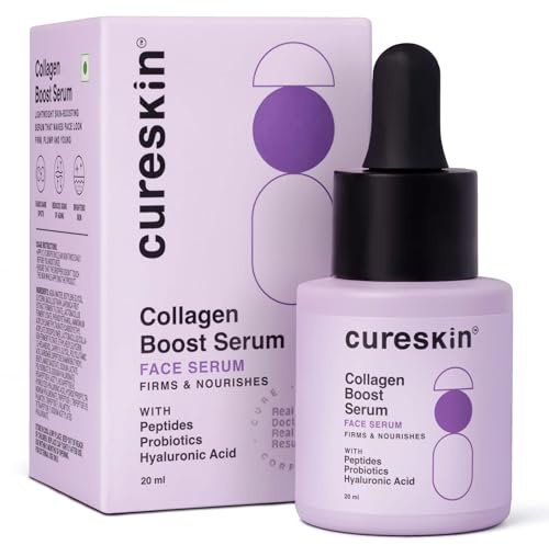 Cureskin Kollagenpeptidserum för kvinnor, hyaluronsyra, peptider och probiotika | Ansiktskräm mot rynkor, poråtstramande serum för en fyllig, jämn hy