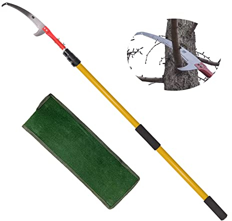 Sécateur d'arbre télescopique de 5,5 m - Scie extensible à longue portée avec lame de scie de 0,6 m pour élaguer et tailler les branches et les feuilles