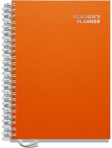 Teacher Planner 2026-2027 A4 Size by Pirongs | 6 Lesson Dated Planner for Teachers | Page a Day | Dated, Hardback, Wiro-Bound Teachers Planner - Orange