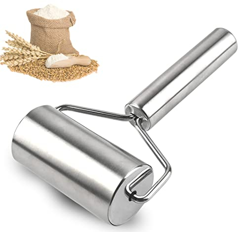 Metall Teigroller,Edelstahl Nudelholz, Klein Anti-Rost Nudelholz Perfekt Backzubehör für Fondant, Pizza, Kuchen, Nudelteig und Mürbeteig