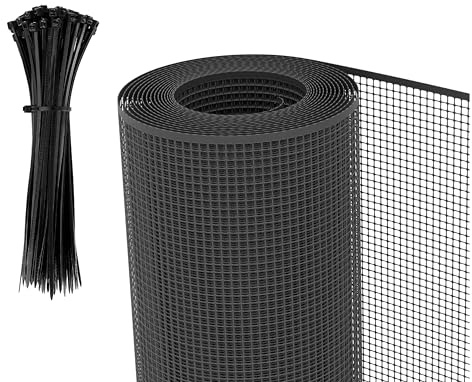 Rete protettiva in plastica 10 x 10 altezza Mt 1 x lunghezza Mt 5 con 100 FASCETTE INCLUSE NEL PREZZO! Adatta a balconi, cancelli, recinzioni, giardino. (COLORE ANTRACITE)
