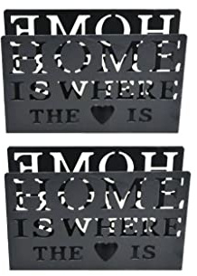 Portatovaglioli, Porta Tovaglioli da Tavola, Portatovaglioli in Metallo Supporto per Tovaglioli da Pranzo Decorare, per Cucina, Ristorante, Bar (Nero, 2 PCS 15x10x4cm)