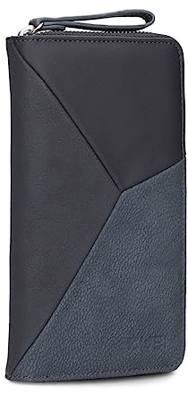 Damen Geldbörse JANA J2 Wallet 20 x 11 cm hochwertiges Kunstleder im Tricolor-Design, Portemonnaie mit 12 Kartenfächern, Münzfach, Sichtfach für Ausweise, mit umlaufenden Reißverschluss (nubuk-ink)