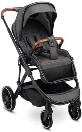 CARETERO RATIO Kinderwagen Buggy - Buggy mit Liegefunktion - Klappbar, mit Regenschutz, Beinabdeckung und 5-Punkt-Sicherheitsgurt - 11 kg Leicht - Dunkelgrau