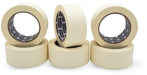 Kovo Lot de 6 rouleaux de ruban de masquage de 48 mm de large, 50 m, idéal pour les peintres, les décorateurs professionnels et le bricolage, la peinture des murs, les travaux manuels et plus encore