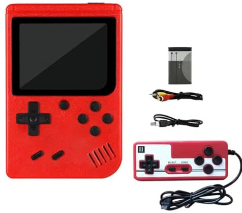 Retro Handheld Game Console, Built-in 500 Games for Adults & Kids, 2.4-inch Screen, Dual Controller Support AV Output, Rechargeable Battery, Birthday Gift for Kids, Adults Game Boy for Boy Girl (Red)