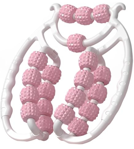 VPOUERY Appareil de Massage des Jambes 20 Galets, Rouleau Réglable 360° avec Pince, Antidérapant pour Cuisses et Mollets, Détente Musculaire Bras, Cou, Mains