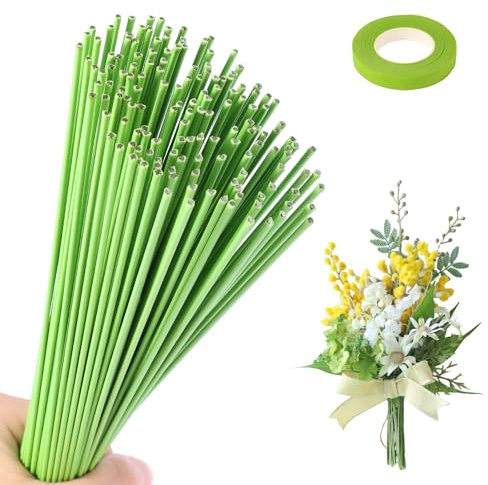 msymsyu 100 Stück Grün-Basteldraht 2mm×30cm Blumenstängel Draht