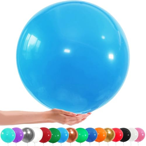 LUKIUP Stora ballonger, 6 stycken ljusblå ballong xxl, 36 tums ballonger, 90 cm stor ljusblå ballong, jätteballonger för halloween, födelsedagar, bröllop, alla hjärtans dag