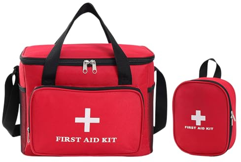 Set de 2 Botiquines de Primeros Auxilios Rojos Vacíos, Botiquín Deportivo Impermeable, Kit de Primeros Socorros para Hogar Viajes Escuela