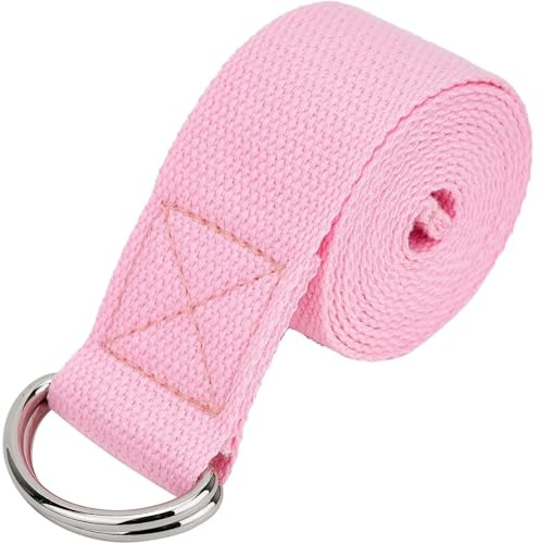 yogabälte 183 x 3,8 cm mjukt yogabälte med justerbart D-ringspänne, träningsbälte i bomull för daglig stretching pilates för stretching(färg1)