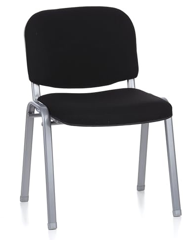 hjh OFFICE 704100 Silla de confidente XT 600 Tela Plateado/Negro, Silla visitante, tapizadas, Respaldo ergonómica, Apilable