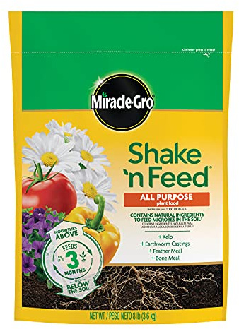 Miracle-Gro Shake 'N Feed All Purpose Plant Food - Outdoor and Indoor Plant Food for In-Ground and Containers, Feeds for up to 3 Months, 8 lbs.