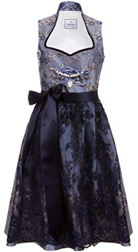 Edelnice Trachtenmode Exklusives Designer Stehkragen Midi Dirndl Adriana inkl. Spitzen Dirndlschürze und Charivari Gr. 32-54