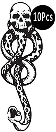 10 Pcs Magic Mantra Snake Skull Dark Mark Death Eater Temporary Halloween Cosplay Tattoo Accessories