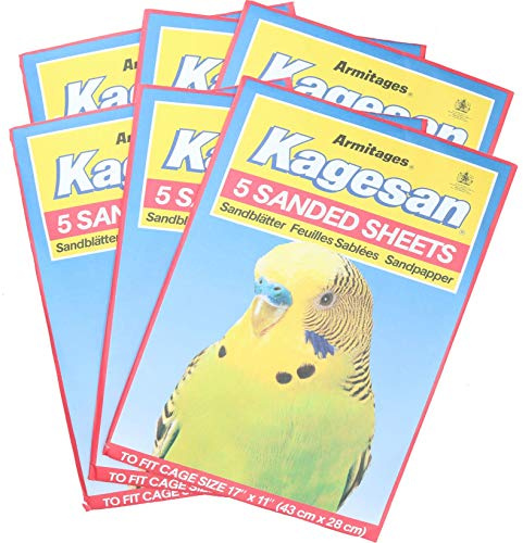 AB Tools 30 Sanded Sheets Sandpaper Cage Lining Budgies Caged Birds 28x43cm