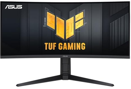 ASUS TUF Gaming VG34VQL1B 34” Curved HDR Monitor, WQHD (3440x1440), 165Hz, 1ms, Extreme Low Motion Blur, FreeSync Premium, Eye Care, DisplayPort HDMI USB, Height Adjustable, DisplayHDR 400, Black