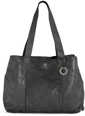 Cas8 Shopper Tasche Damen LEYLA, große Henkeltasche aus Leder, Handtasche für Frauen mit vielen Fächern, graphite
