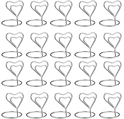 Bhina 30 Stück Herz Kartenhalter, Metall Hochzeit Platzkartenhalter, Tischkartenhalter Fotohalter, Clip Herz Kartenhalter, Silber, Für Restaurant, Hochzeit, Party, Visitenkarte, Menü, Tischnummer
