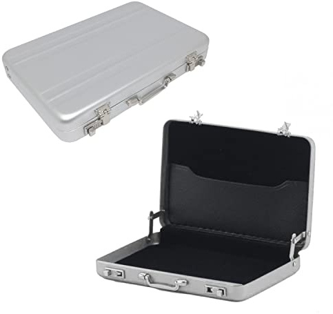 1 piece suitcase business card box, universal voucher packaging box, wedding commemorative gift box, mini aluminum password box gift box, can be used as a gift or reward commemorative (silver)