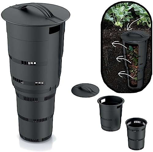 Komposter Unterirdischer Garten 11 L Anthrazit Kunststoff H 53 cm modularer Komposteimer Bio Mülleimer