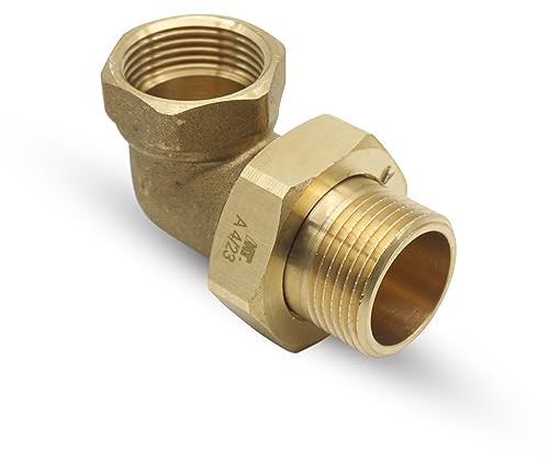 DOJA Barcelona | Racor Codo 90 Grados | 3/4 | M-H | Pack 1 | Codos 90º con Racor y Junta Tórica | Codo Latón | Anillo de Sellado | Accesorios Tuberia | para Tubo Grifo Jardin, Tuberias Exterior