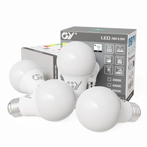 GY Sensor Glödlampa, E27 LED-Iampa Med Rörelse-/Ljussensor, 6.5W (75 W), 6500K Kall Vit, Auto On/Off, 1050 LM, För Verandor, Entrédörrar, Korridorer, 4 Stycken