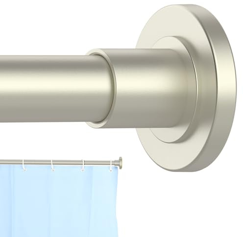 CorkLatta Brushed Nickel Shower Curtain Rod 31 to 80 Inch,1 Inch Diameter Adjustable Spring Tension Stainless Steel Telescoping Rod,Easy Install,No Rust