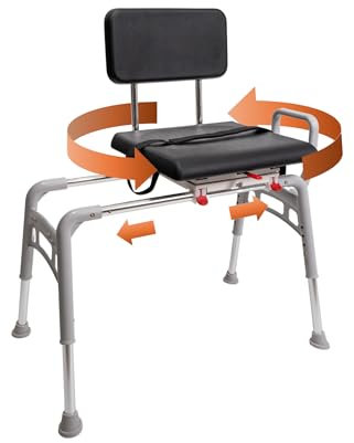 Eagle Health Supplies Padded Swivel Sliding Shower Chair & Transfer Bench, Height Adjustable, Heavy-Duty Capacity, for Safety Shower, for Elderly & Disabled (78661)