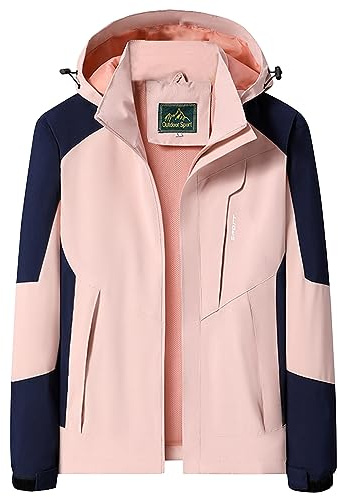 Flodxo Veste imperméable pour femme - Veste de sport d'extérieur légère avec capuche pour la course à pied, la marche, la randonnée, les voyages, le sport, le cyclisme, rose, XL