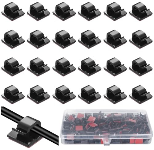 110 Pièces noir Clips de Câble Auto-adhésifs, Câble Management, Gestion Clips Support Organisateurs de Câble, pour PC, TV, Ordinateur Portable, Câble Ethernet, Maison, Bureau