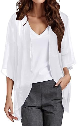 LZPCarra tunn kofta dam svart lätt kofta dam sommar kimono strand kort sommarjacka 3/4 ärm bolerojacka ledig kappa bekväm blus enfärgad topp sommar toppar andningsaktiv jacka