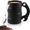 WANDGU Taza de neumático de gran capacidad 500 ml: taza de cerámica creativa en forma de neumático con cuchara, taza de café de cerámica grande para hombres, oficina, amantes de los coches, hogar,